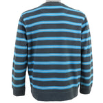 Lacoste - Black & Blue Striped Long Sleeved Shirt 1990s Medium Vintage Retro