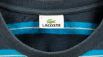 Lacoste - Black & Blue Striped Long Sleeved Shirt 1990s Medium Vintage Retro