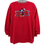 Disney - Red Mickey Mouse Crew Neck Sweatshirt 1990s XX-Large Vintage Retro