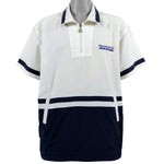 Reebok - White & Blue 1/4 Zip T-Shirt 1990s X-Large Vintage Retro