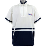 Reebok - White & Blue 1/4 Zip T-Shirt 1990s X-Large Vintage Retro