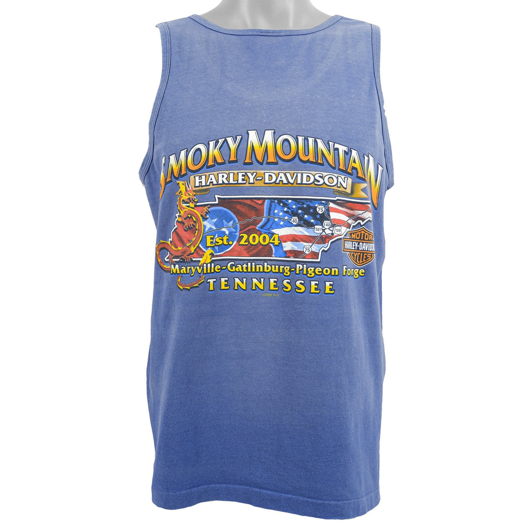 Harley Davidson - Smoky Mountain, Tennessee Spell-Out Top 2000s Medium Vintage Retro
