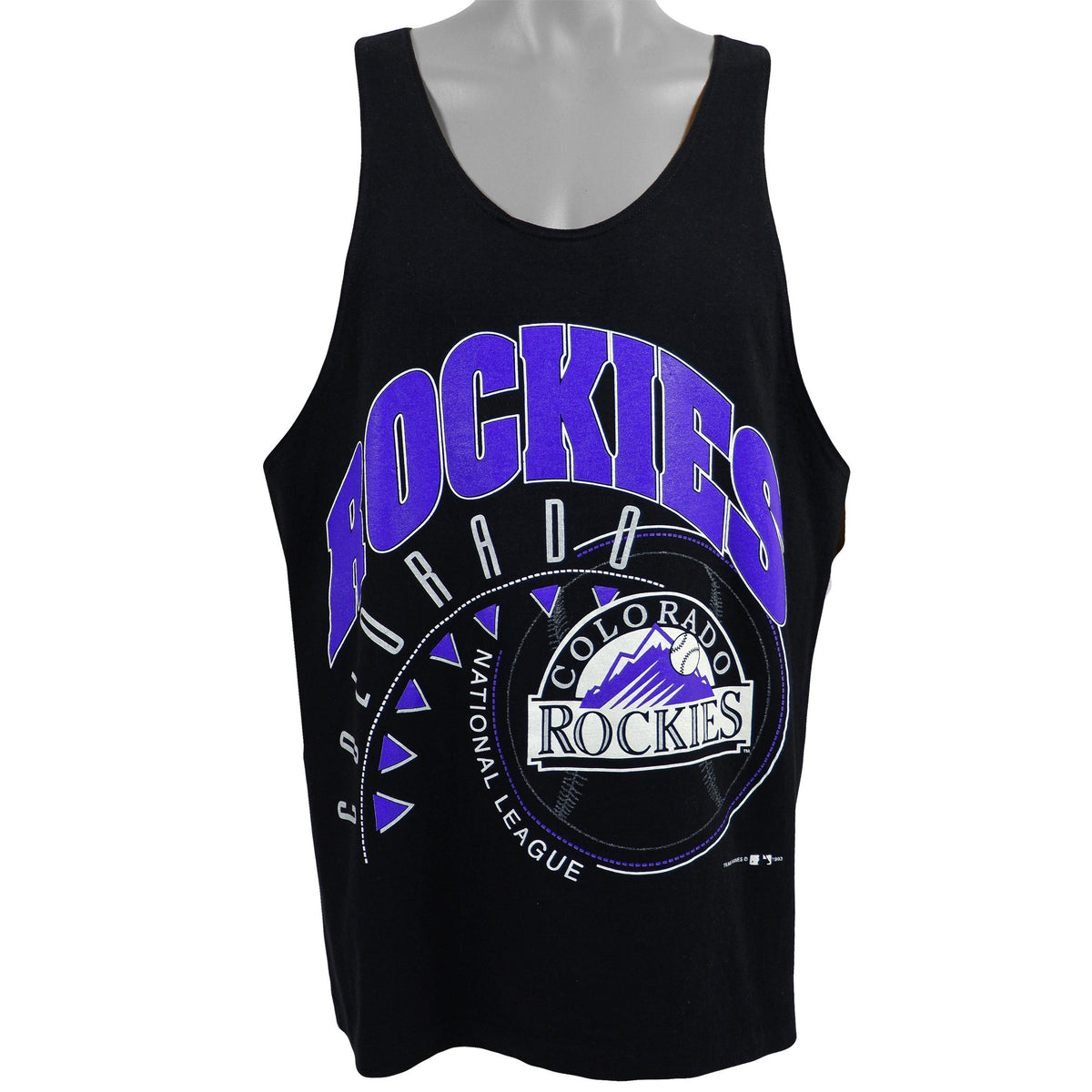 MLB (Hanes) - Colorado Rockies Spell-Out Tank Top 1993 Large Vintage Retro Baseball