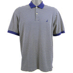 Nautica - Blue & Yellow Striped Polo T-Shirt 1990s Large