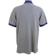 Nautica - Blue & Yellow Striped Polo T-Shirt 1990s Large vintage Retro