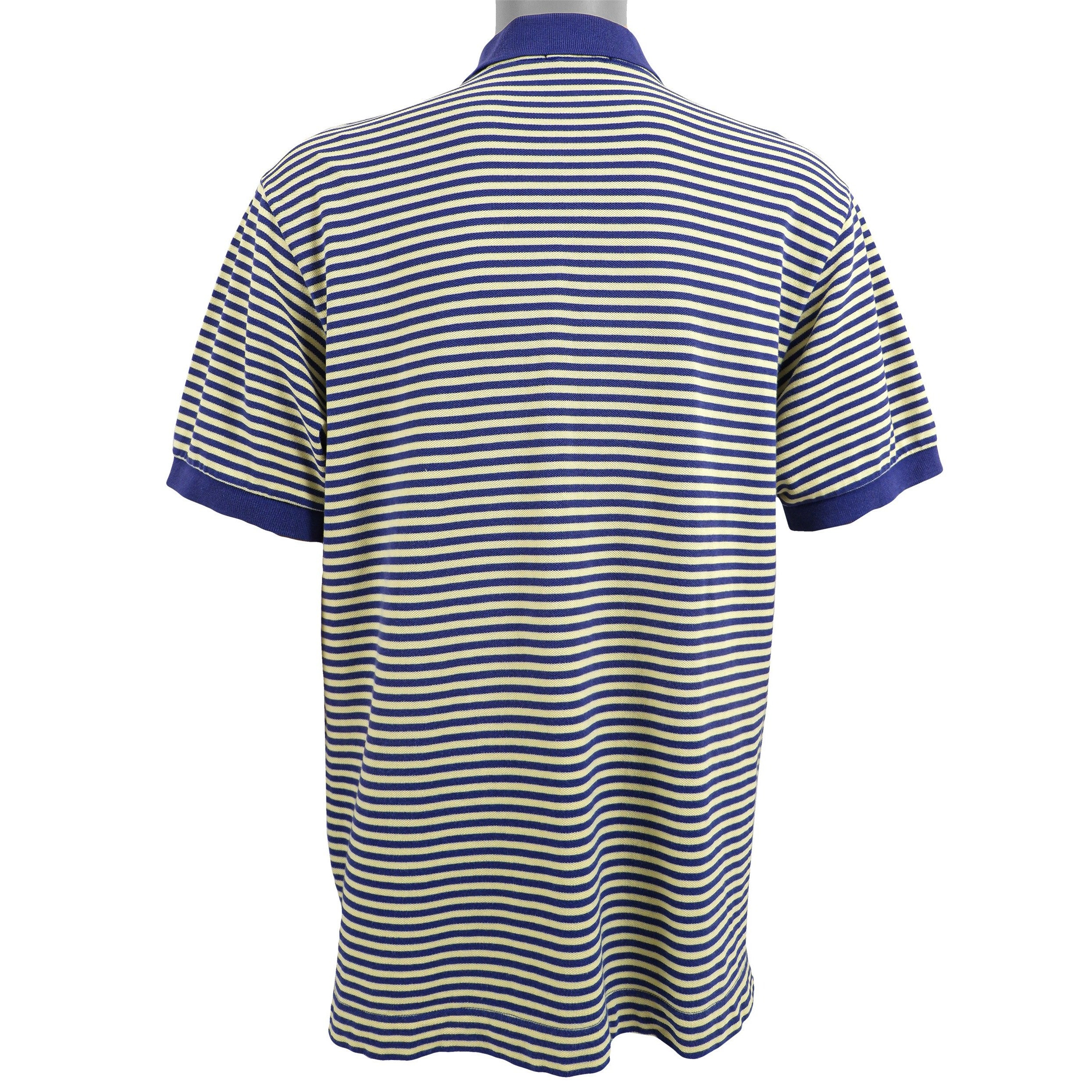 Nautica - Blue & Yellow Striped Polo T-Shirt 1990s Large vintage Retro