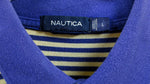 Nautica - Blue & Yellow Striped Polo T-Shirt 1990s Large vintage Retro