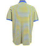 Lacoste - Blue, White & Yellow Striped Polo T-Shirt Large Vintage Retro