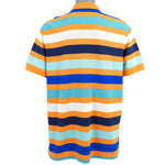 Nautica - Orange with Blue Striped Polo T-Shirt 1990s Large Vintage Retro