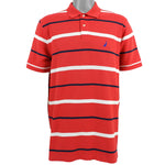 Nautica - Red Striped Polo T-Shirt 1990s Large