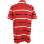 Nautica - Red with Blue & White Striped Polo T-Shirt 1990s Large Vintage Retro