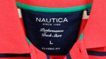 Nautica - Red with Blue & White Striped Polo T-Shirt 1990s Large Vintage Retro