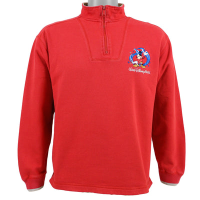 Disney - Red Walt Disney World 1/4 Zip Sweatshirt 1990s Medium