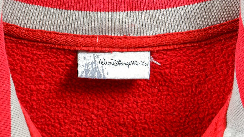 Disney - Red 1/4 Zip Sweatshirt 1990s Medium Vintage Retro