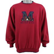 Disney - Red Big Logo Crew Neck Sweatshirt 1990s Large Vintage Retro