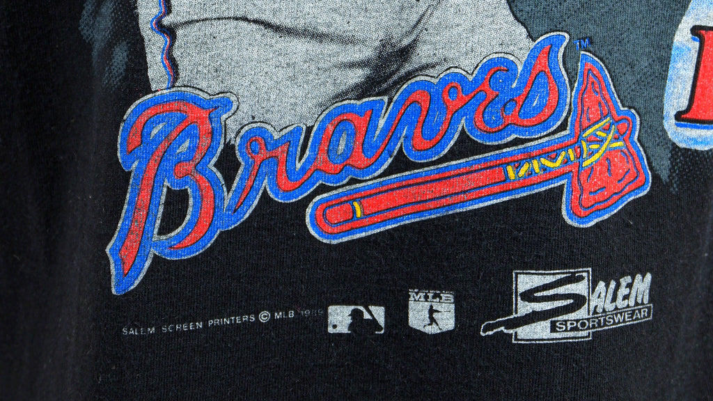MLB (Salem) - Atlanta Braves - David Justice Spell-Out T-Shirt 1989 Large Baseball Retro