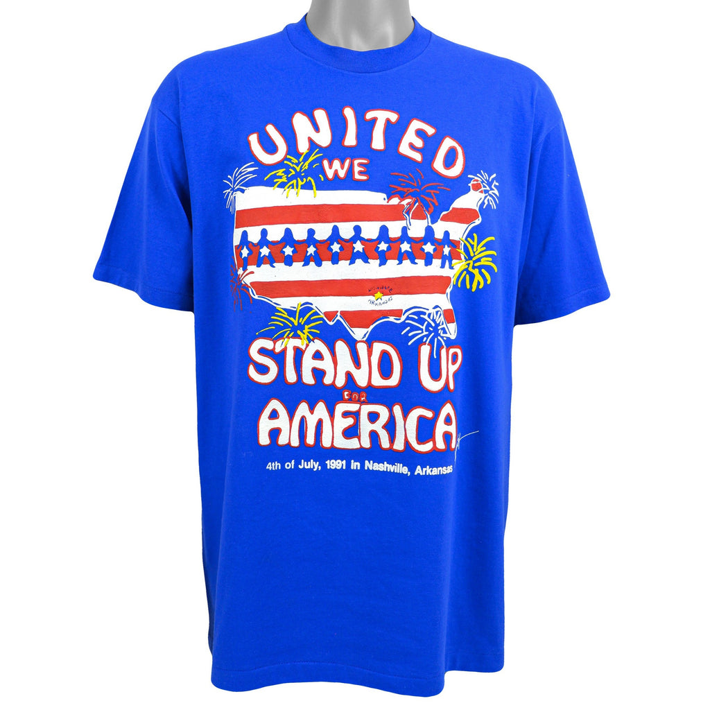 Vintage (Hanes) - 4th July - United We Stand Up For America T-Shirt 1990s X-Large Vintage Retro