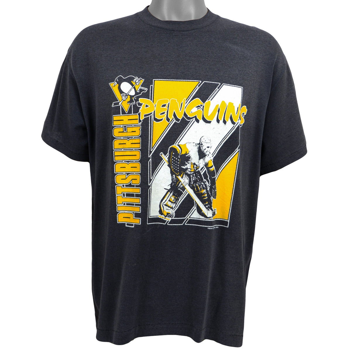 NHL (Trench) - Pittsburgh Penguins T-Shirt 1989 X-Large Vintage Retro Hockey