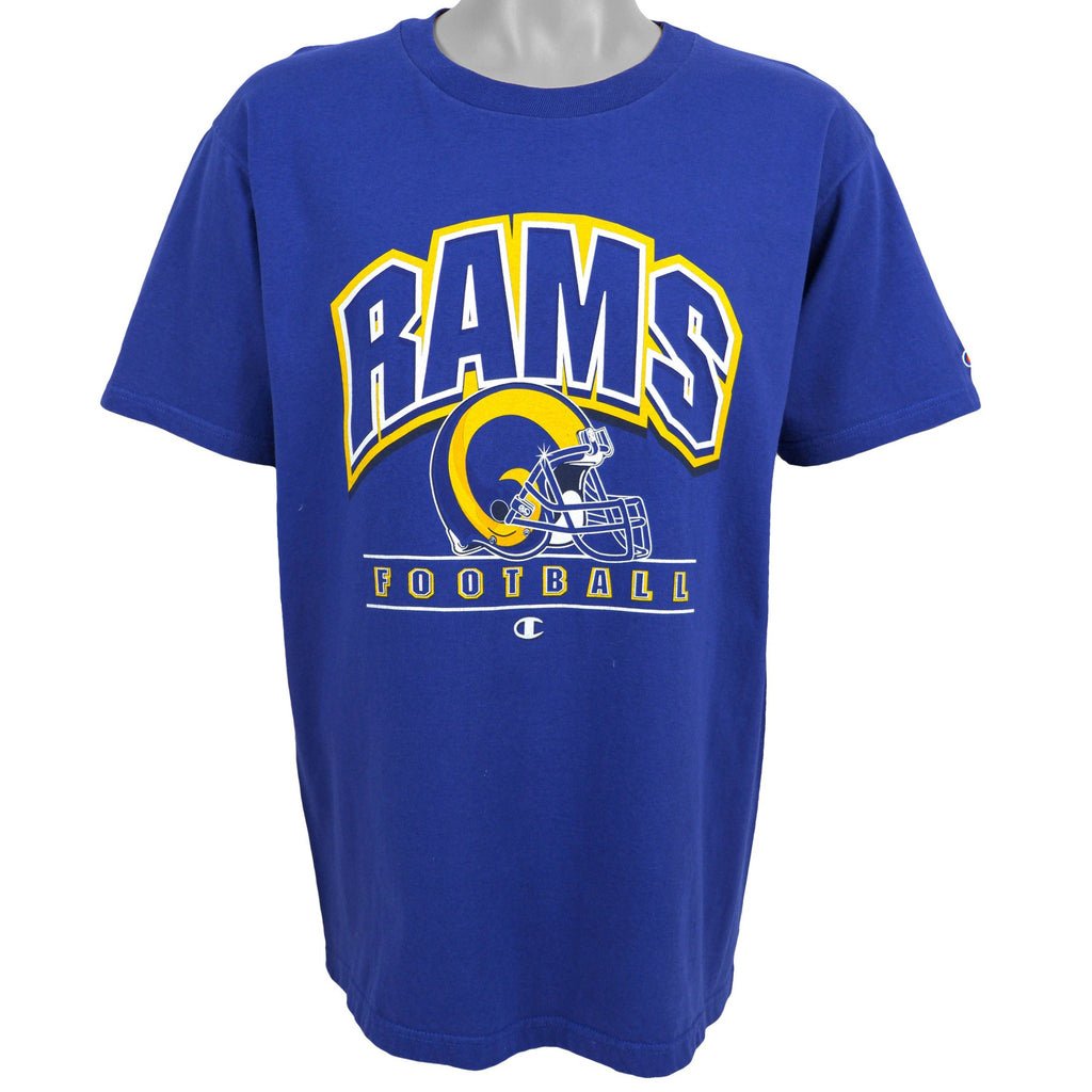 Champion - Rams Football Big Spell-Out T-Shirt 1990s Large Vintage Retro Football