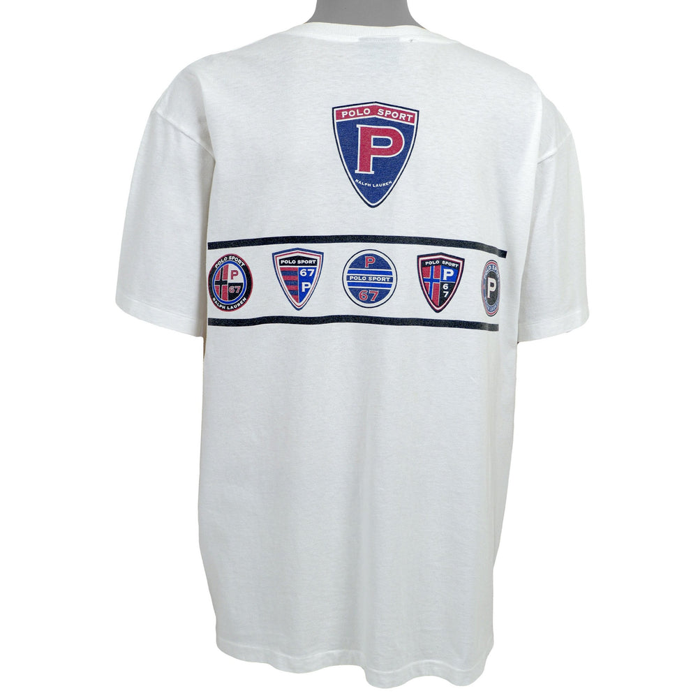 Ralph Lauren (Polo) - White Big Logo T-shirt 1990s Large Vintage Retro