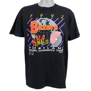 NBA (Oneita) - Portland Blazers Spell-Out T-Shirt 1992 Large Vintage Retro NBA Basketball