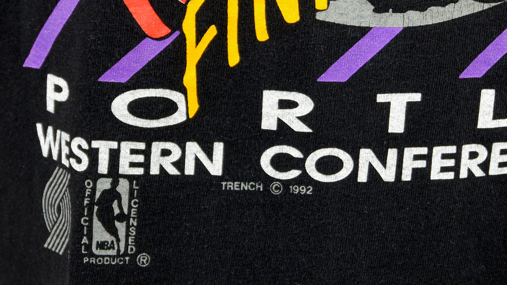 NBA (Oneita) - Portland Blazers Spell-Out T-Shirt 1992 Large Vintage Retro NBA Basketball