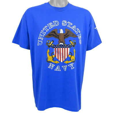 Vintage (Hanes) - Blue United States Navy, Mobile Alabama T-Shirt 1990s X-Large