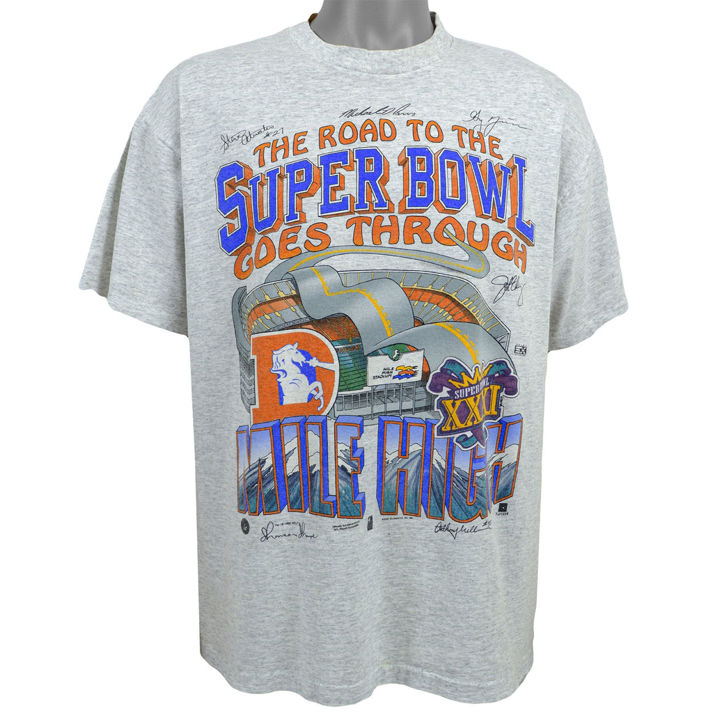 NFL (SX) - Denver Broncos - The Road to Super Bowl T-Shirt 1996 X-Large Vintage Retro Football 