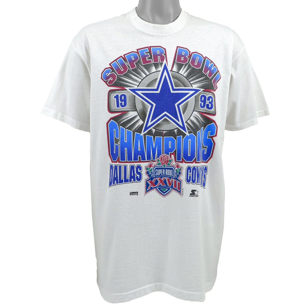 Starter - Dallas Cowboys Big Logo & Spell-Out T-Shirt 1992 Large Vintage Retro NFL Football