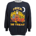 Vintage (Delta) - Black Trick or Treat Crew Neck Sweatshirt 1990s X-Large Vintage Retro