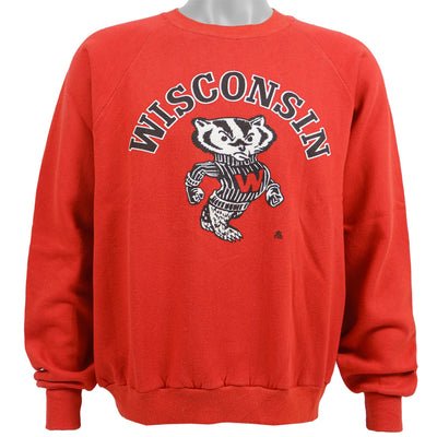 NFL (Jerzees) - Wisconsin Badgers  Big Spell-Out Crew Neck Sweatshirt 1990s Large
