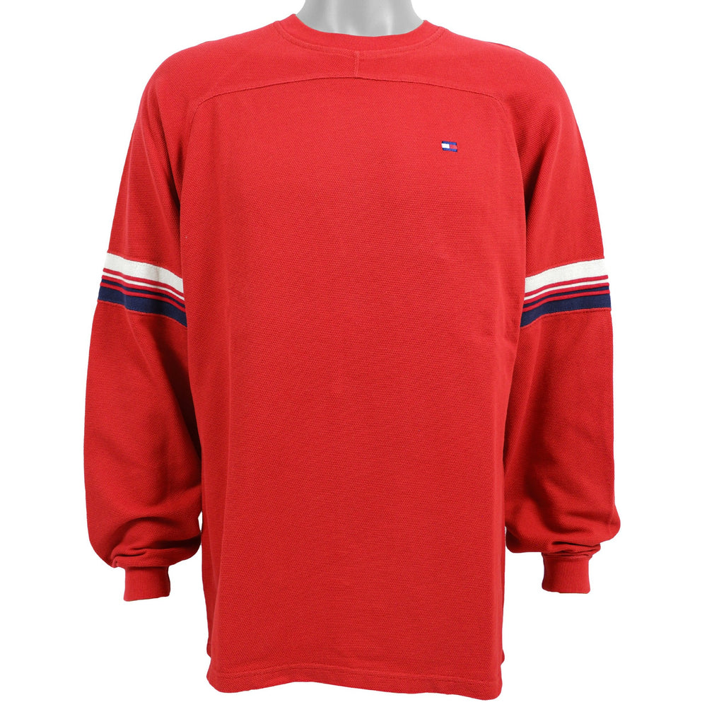Tommy Hilfiger - Red Crew Neck Sweater 1990s Medium Vintage Retro