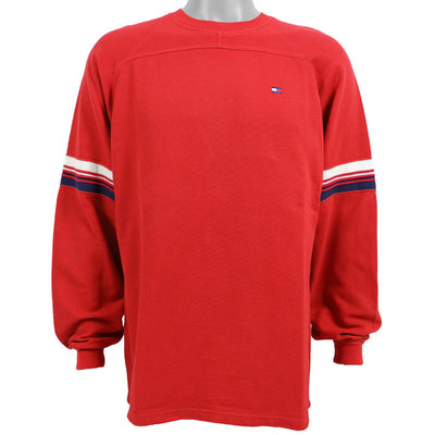 Tommy Hilfiger - Red Crew Neck Sweater 1990s Medium