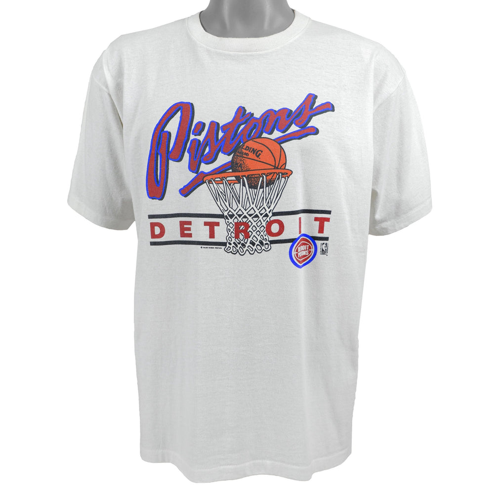 NBA (Sallem) - Detroit Pistons Spell-Out T-Shirt 1990s X-Large Vintage Retro Basketball