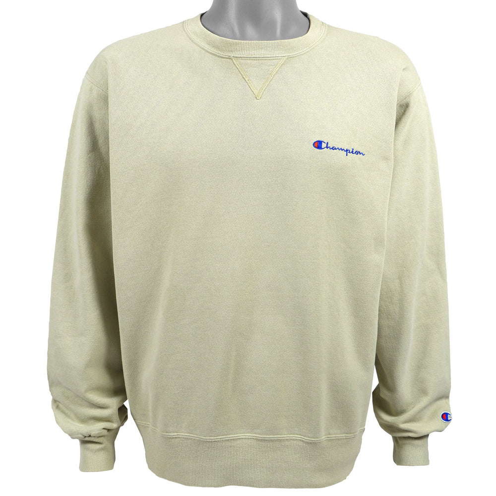 Champion - Beige Classic Crew Neck Sweatshirt 1990s Large Vintage Retro