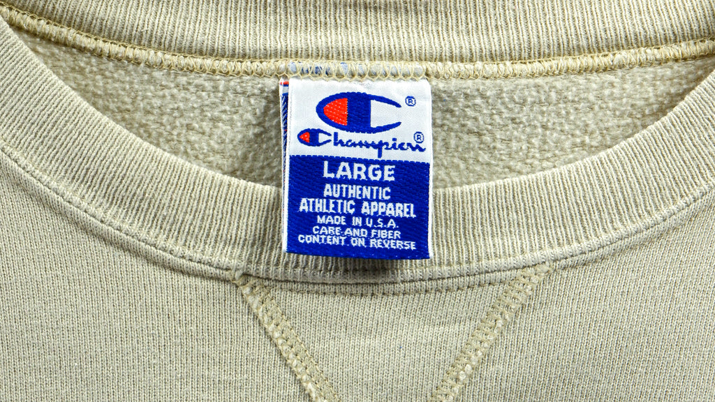 Champion - Beige Classic Crew Neck Sweatshirt 1990s Large Vintage Retro