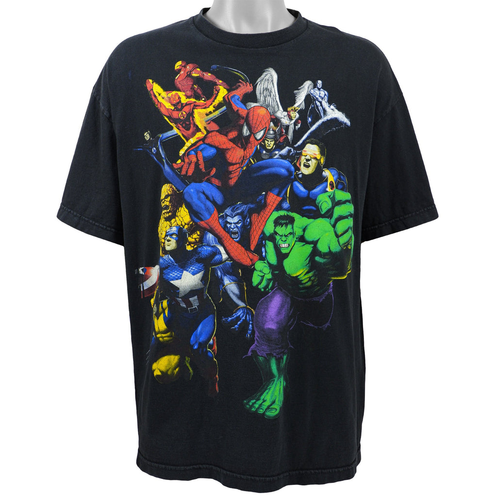 Marvel - Black Printed T-Shirt X-Large Vintage Retro