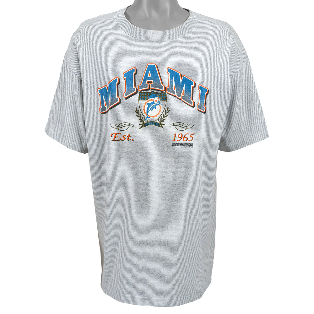 NFL (Trench) - Miami Dolphins Spell-Out T-Shirt 1990s X-Large Vintage Retro Football