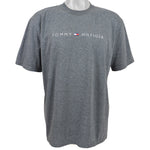 Tommy Hilfiger - Dark Grey Spell-Out T-Shirt 1990s Large Vintage Retro