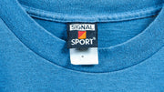 Vintage (Signal Sport) - Blue Embroidered Dolphins in the Ocean T-Shirt 1990s Medium Vintage Retro