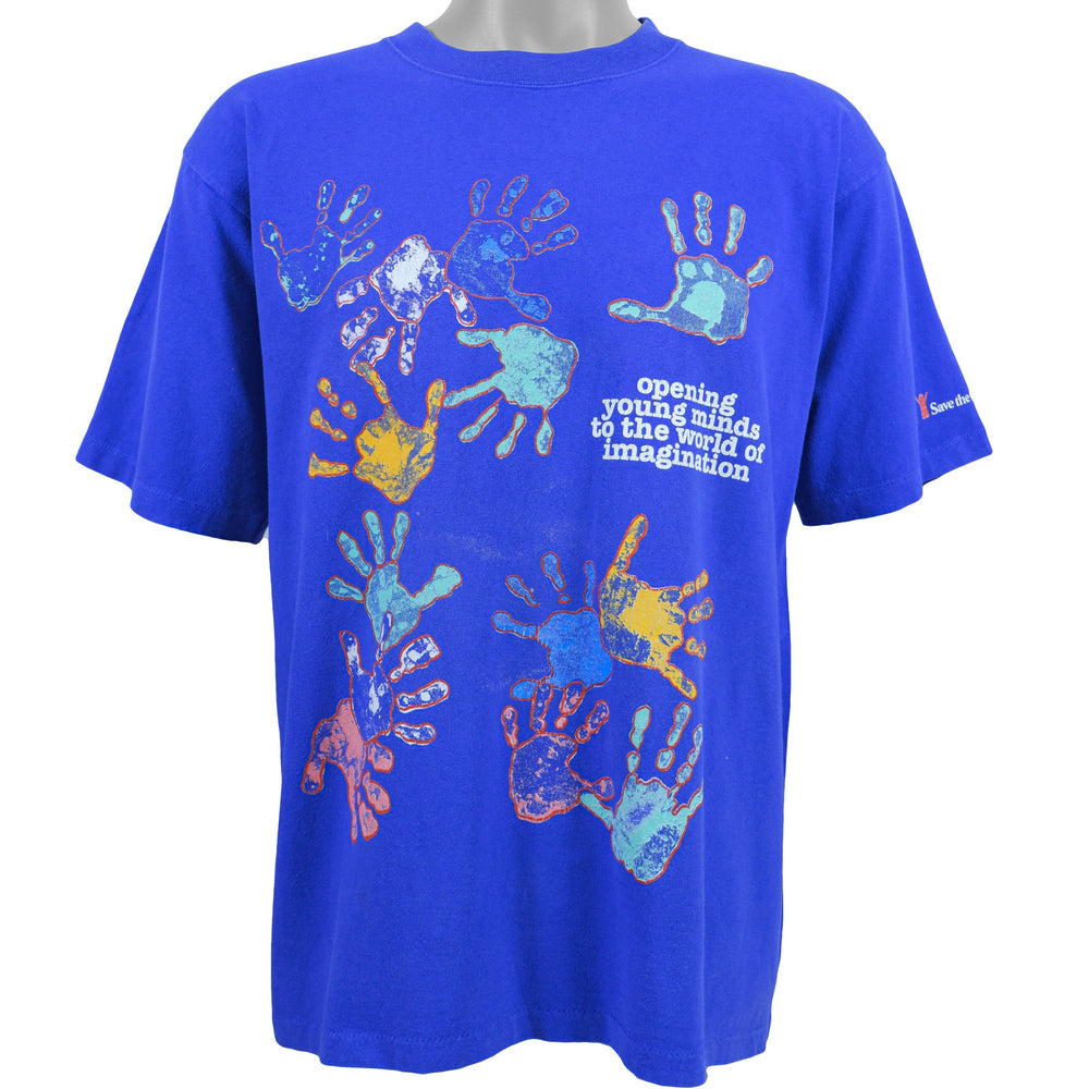 Vintage - Blue Save the Children Printed T-Shirt 1990s Medium Vintage Retro