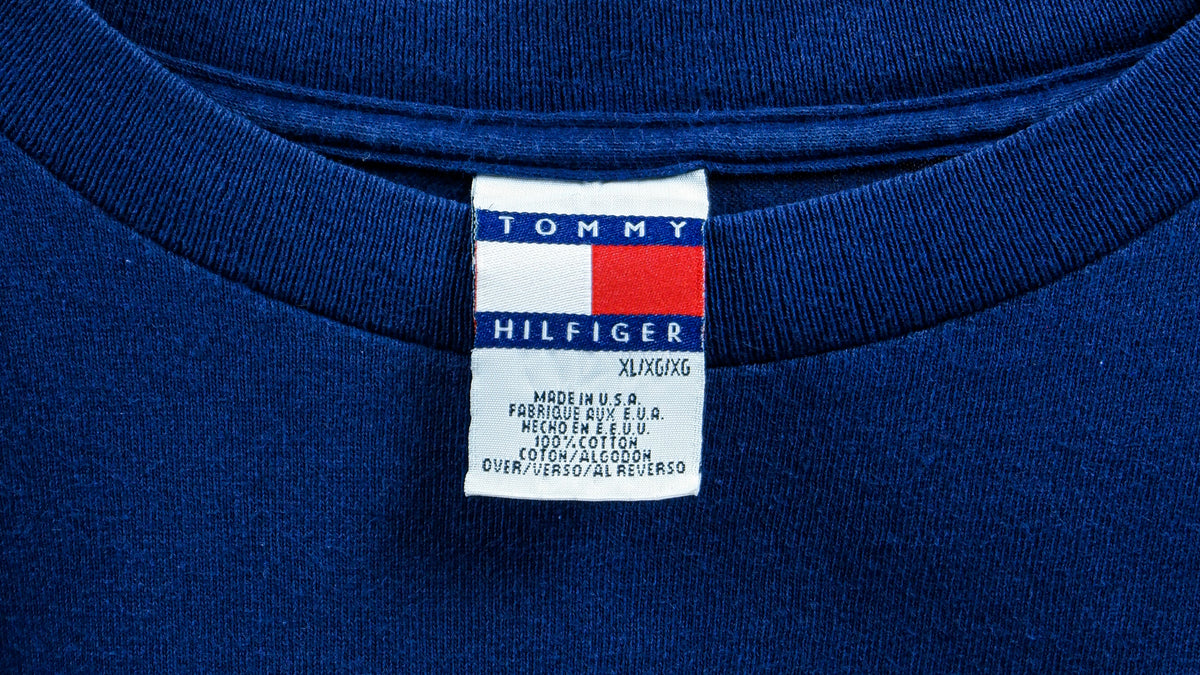 Tommy Hilfiger - Blue Spell-Out T-Shirt 1990s X-Large Vintage Retro