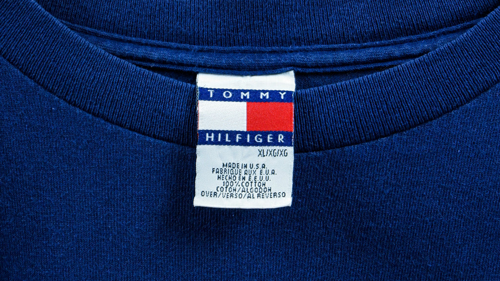 Tommy Hilfiger - Blue Spell-Out T-Shirt 1990s X-Large Vintage Retro