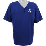 Disney - Blue Mickey Mouse V-Neck T-Shirt 1990s Large