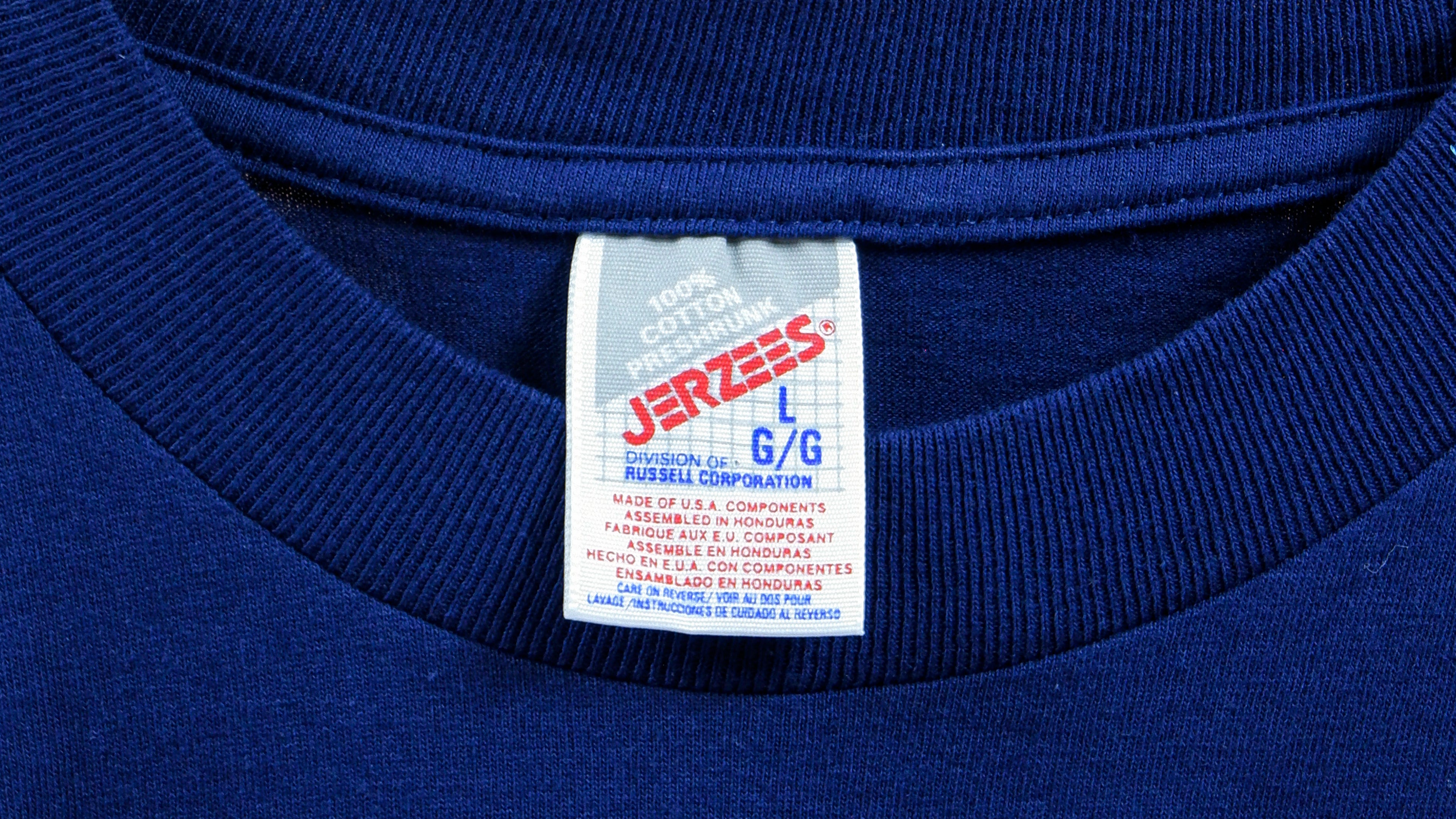 Vintage (Jerzees) - Blue Safari Expedition Printed T-Shirt 1990s Large Vintage Retro