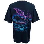 Vintage - Black Printed T-Shirt 1990s Large Vintage Retro