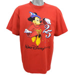 Disney - Red 25th Anniversary Walt Disney World Spell-Out T-Shirt 1996 Large