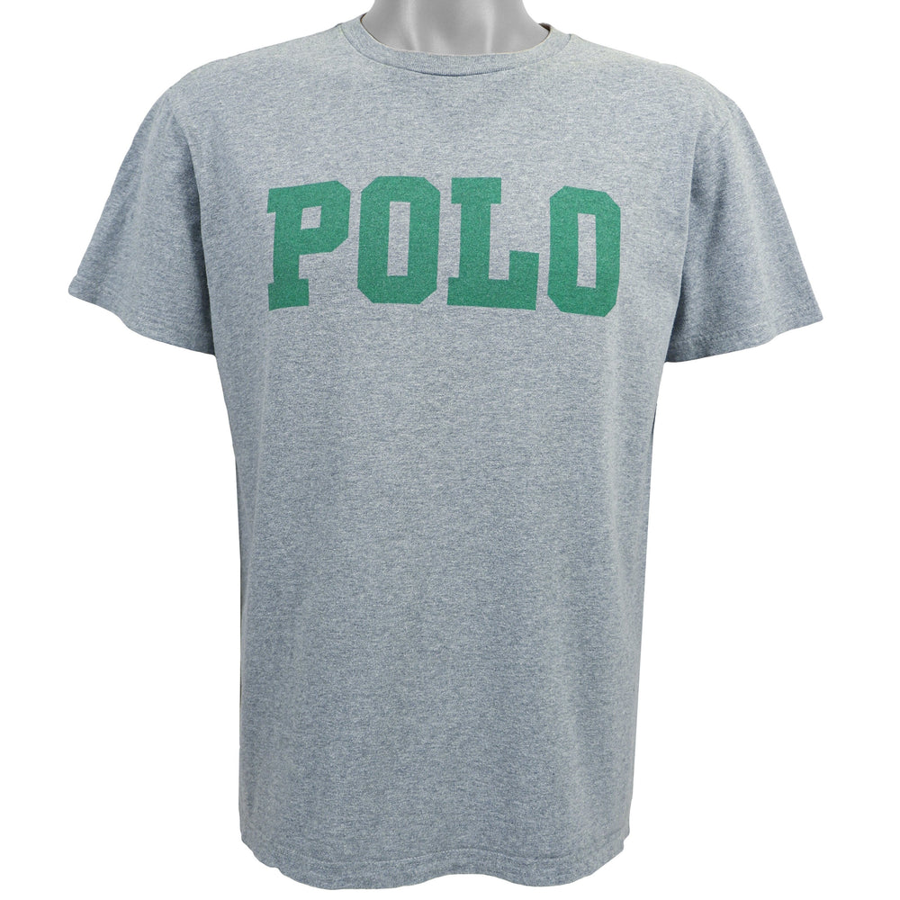 Ralph Lauren (Polo) - Grey Spell-Out T-Shirt 1990s medium Vintage Retro