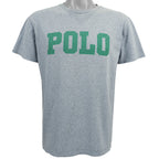 Ralph Lauren (Polo) - Grey Spell-Out T-Shirt 1990s medium Vintage Retro