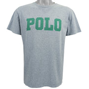 Ralph Lauren (Polo) - Grey Spell-Out T-Shirt 1990s medium Vintage Retro